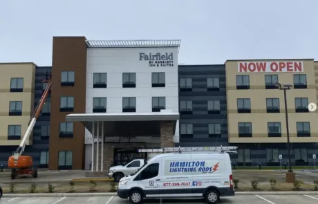 Installing Lightning Rods for a hotel in Texas